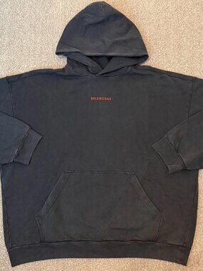 Balenciaga Back Medium Fit Hoodie faded black red sz M